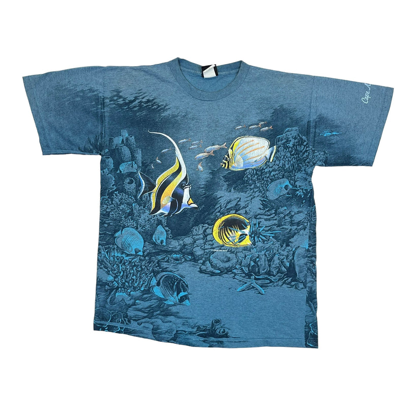 (90s) Fish Underwater Big Print Wildlife Ocean Signal Sport T-Shirt