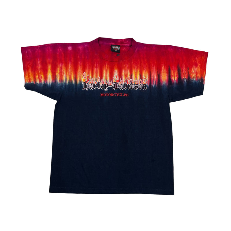 90s) Harley Davidson Flame Hambre Tie Dye Motorcycle T-Shirt – Soleply