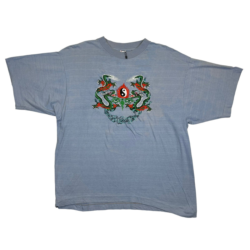 (80s) Yin & Yang Dragon Embroidered Chinese Origins T-Shirt