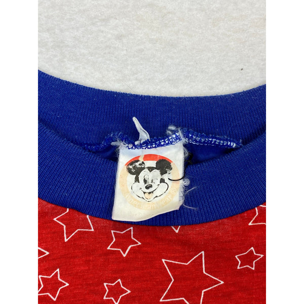 (90s) Mickey & Minnie Disney All Over Print Stars Stripes T-Shirt