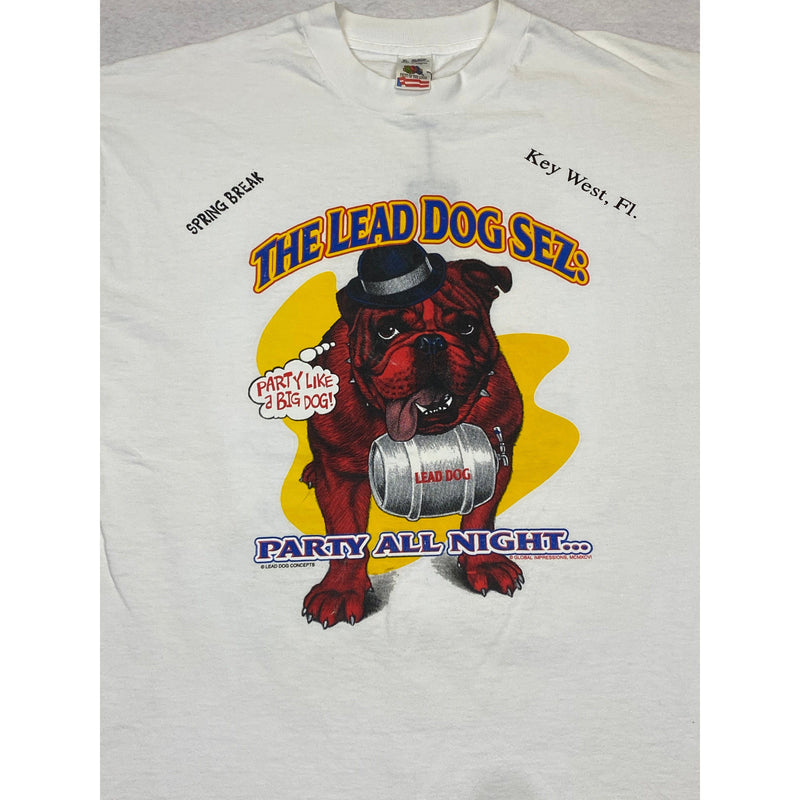 (90s) Party All Night 'Lead Dog' Beer Spring Break T-Shirt